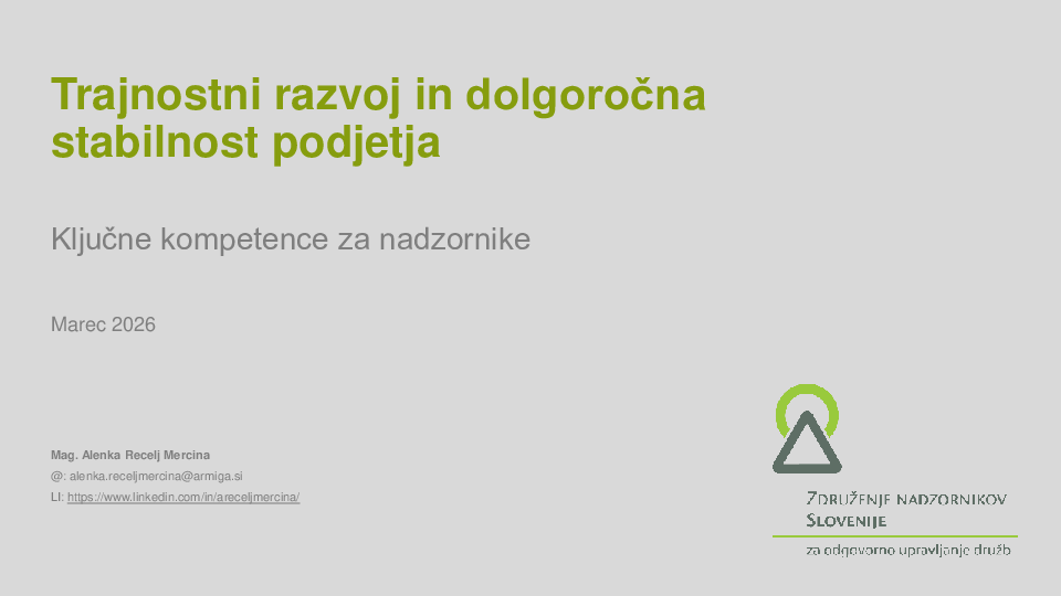 Trajnostno poslovanje  ("Izobraževanje za nadzornike")