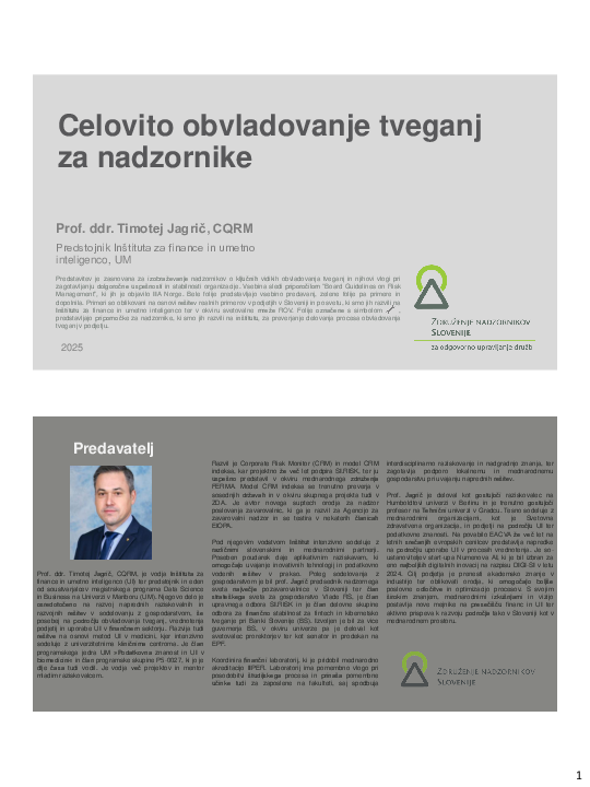 Upravljanje s tveganji ("Izobraževanje za nadzornike")