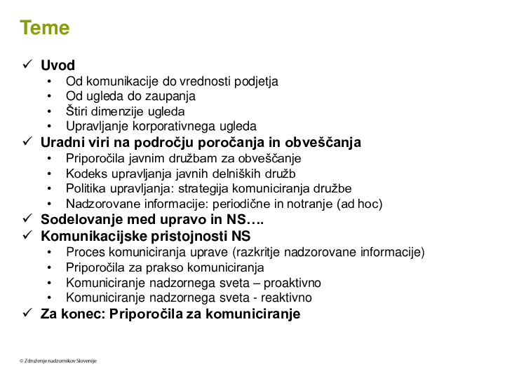 Komuniciranje nadzornega sveta  ("Izobraževanje za nadzornike")