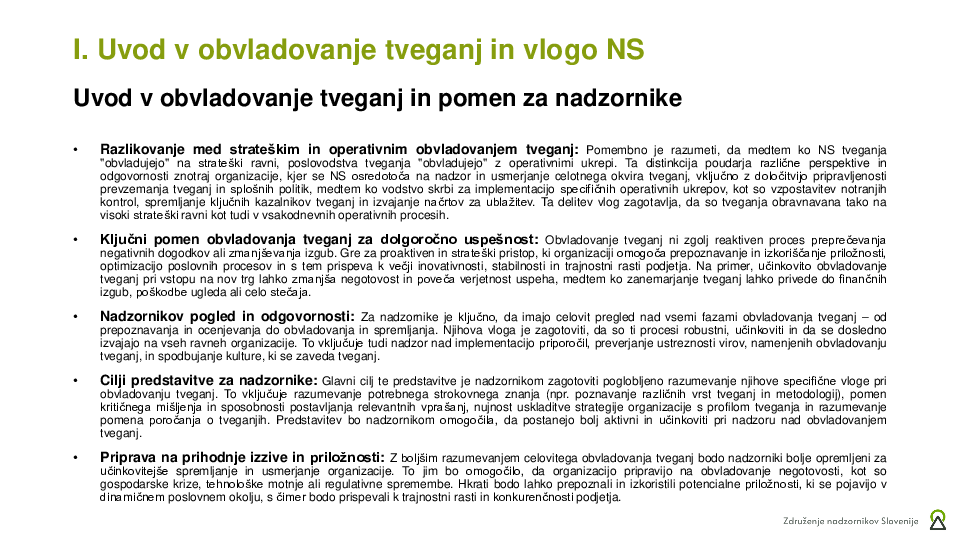 Upravljanje s tveganji ("Izobraževanje za nadzornike")