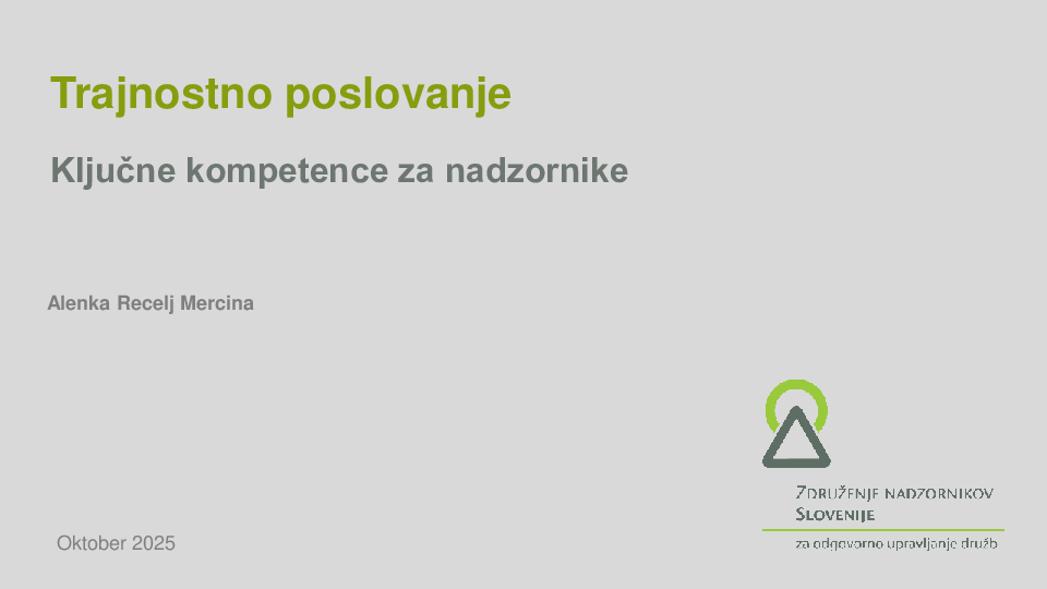 Trajnostno poslovanje  ("Izobraževanje za nadzornike")