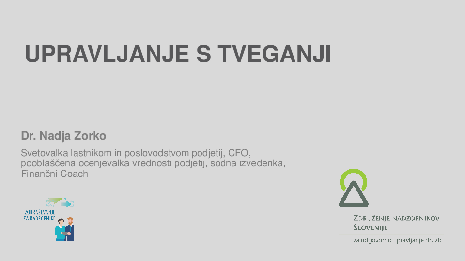 Upravljanje s tveganji  ("Izobraževanje za nadzornike")