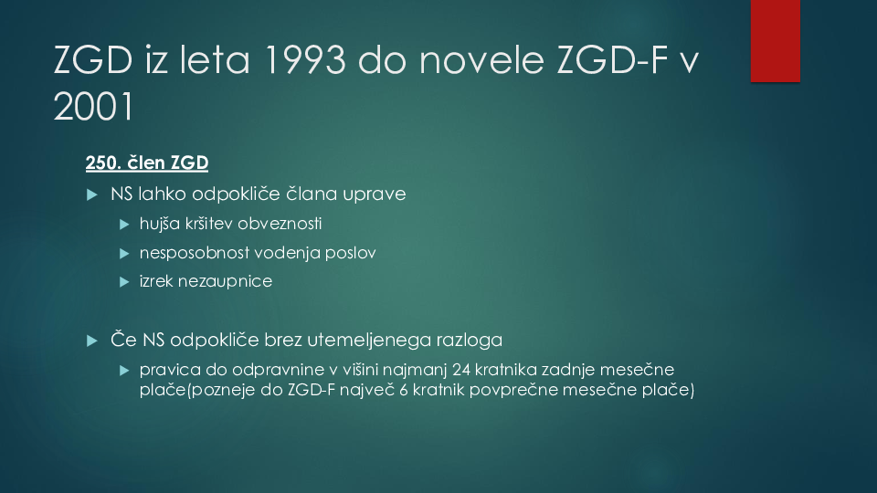 Odpoklic uprave - razvoj prakse