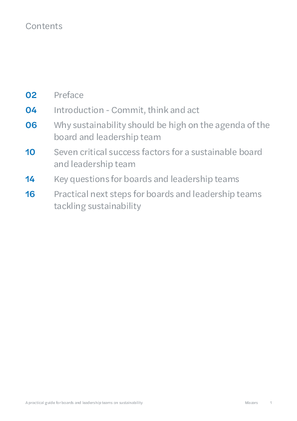 A practical guide for boards leadership teams on sustainability