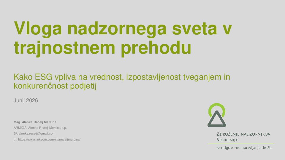 Vloga nadzornega sveta v trajnostnem prehodu