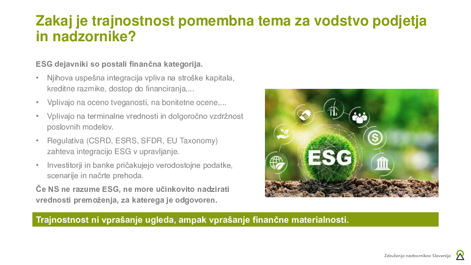 Vloga nadzornega sveta v trajnostnem prehodu