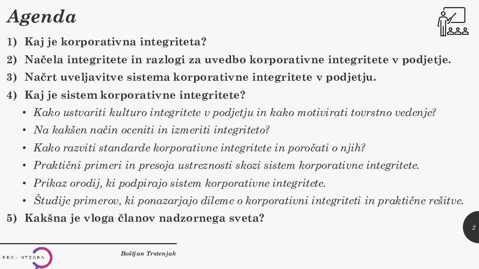 O pomenu in korporativni integriteti v praksi - razvoj kompetenc za nadzornike