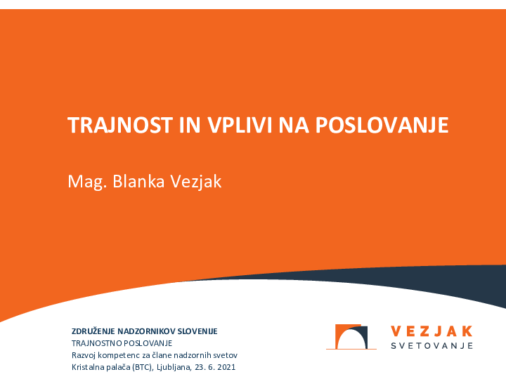 Trajnost in vplivi poslovanja