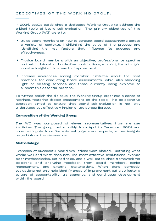 Board evaluation recommendations from ecoDa