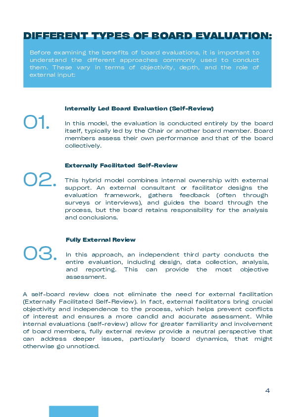 Board evaluation recommendations from ecoDa