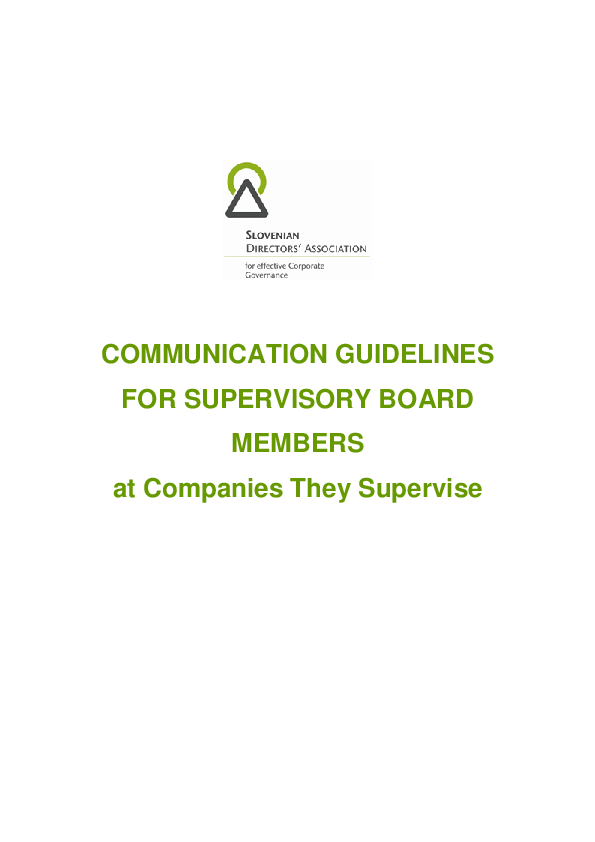 Communication Guidelines for Supervisory Board Members at Companies They Supervise