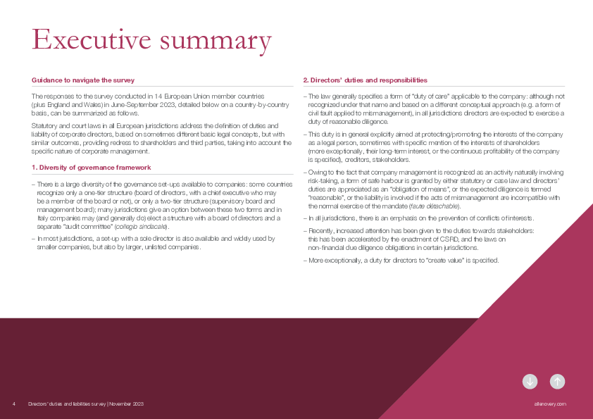 Directors’ duties and liabilities survey