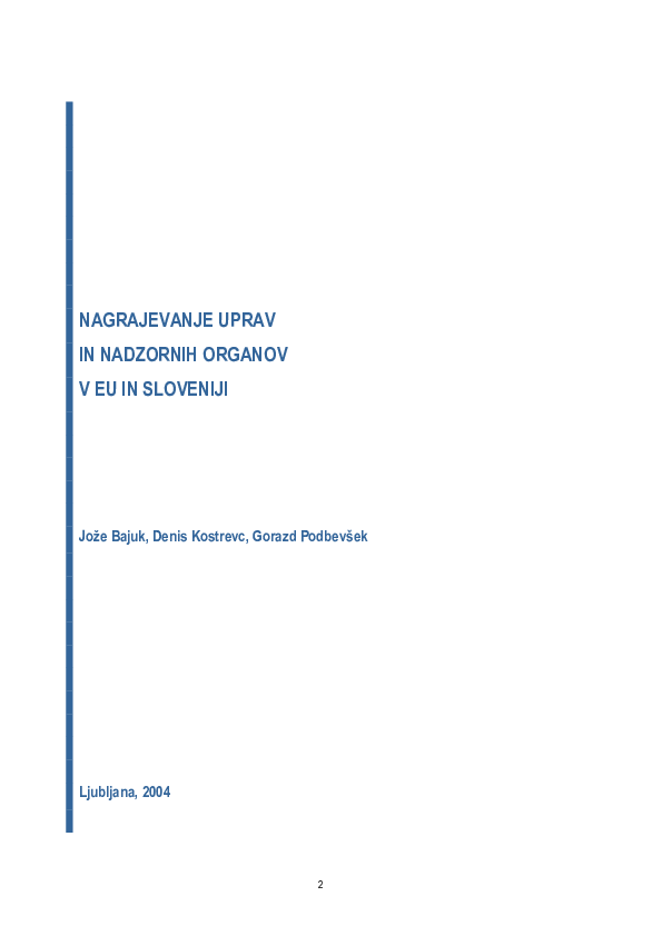 Mednarodna raziskava nagrajevanja članov uprav in nadzornih organov v državah članicah EU