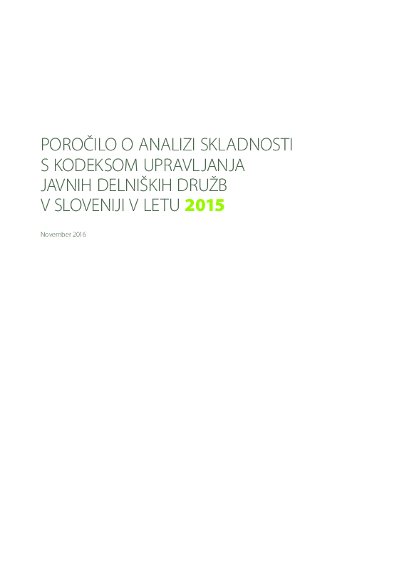 Poročilo o analizi skladnosti s kodeksom upravljanja javnih delniških družb za 2015