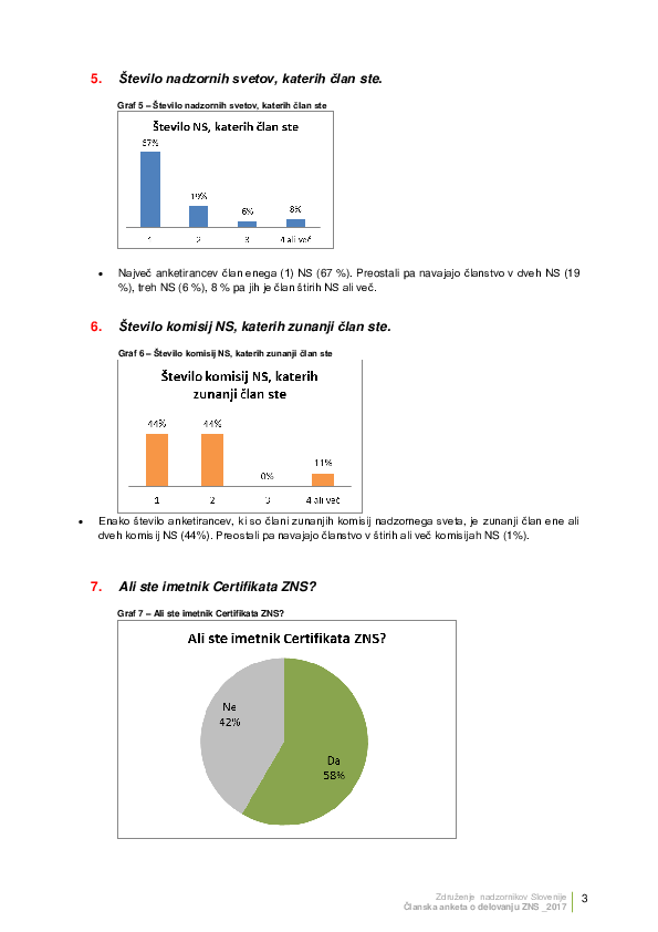 3. Rezultati članske ankete o delovanju ZNS - 2017