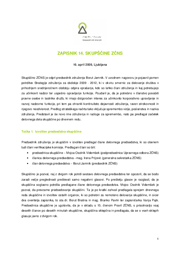 Zapisnik 14 skupine - 16 4 2009