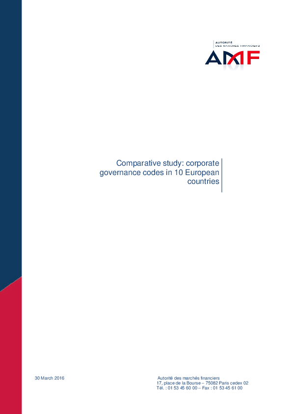 Comparative study  corporate governance codes in 10 European countries