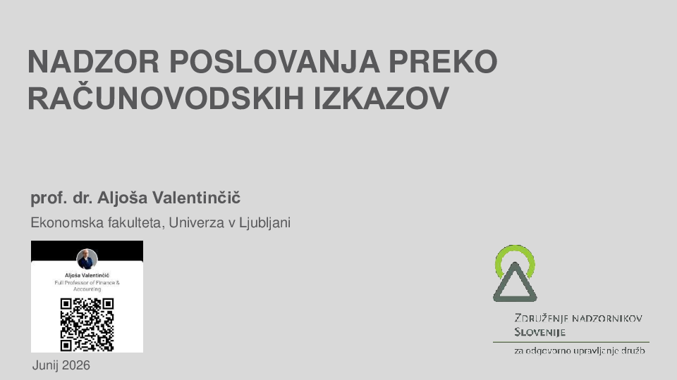 Nadzor poslovanja preko računovodskih izkazov ("Izobraževanje za nadzornike")_I. del