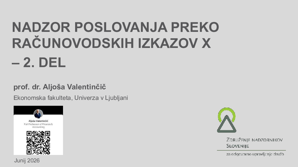 Nadzor poslovanja preko računovodskih izkazov ("Izobraževanje za nadzornike")_II. del