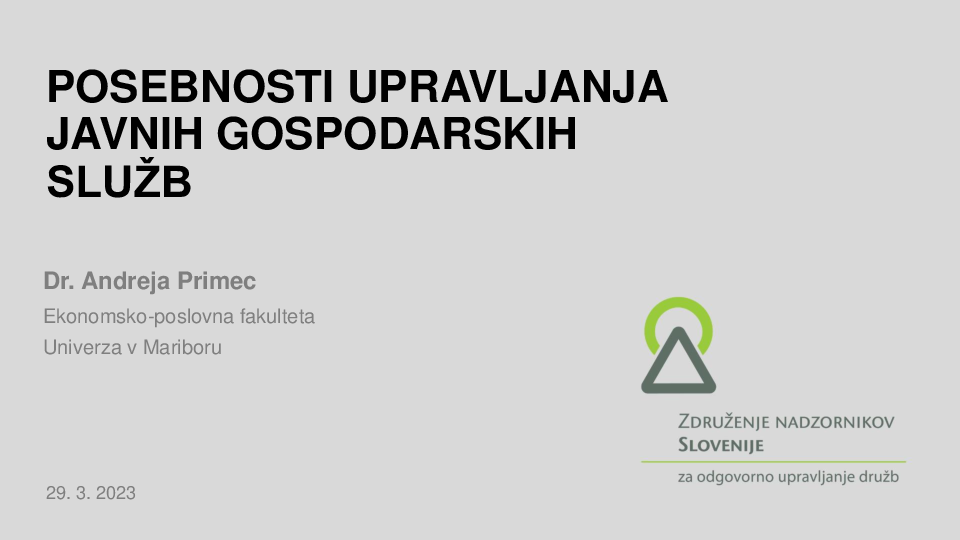 Posebnosti upravljanja javnih gospodarskih družb