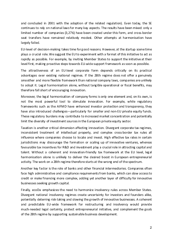The 28th Regime - EC Consultation