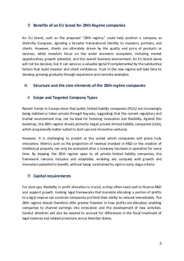 The 28th Regime - EC Consultation