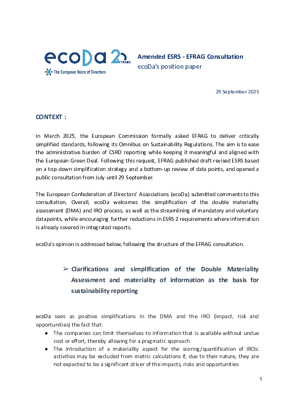 Amended ESRS - EFRAG Consultation