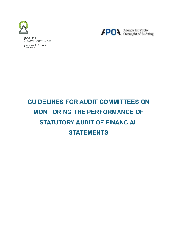 Guidelines for Audit Committees on Monitoring the Performance of Statutory Audit of Financial Statements