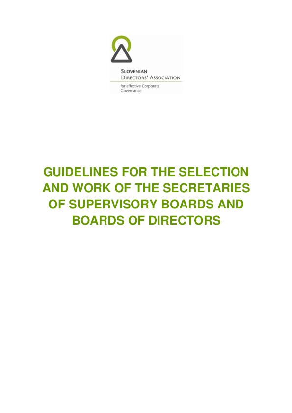 Guidelines for the Selection and Work of the Secretaries of Supervisory Boards and Boards of Directors