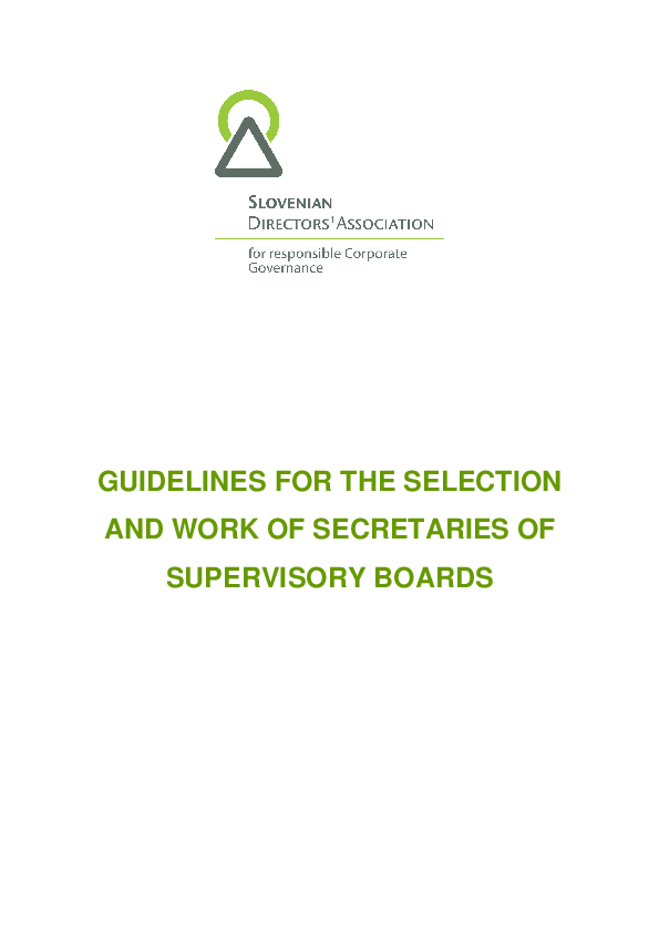 Guidelines for the Selection and Work of the Secretaries of Supervisory Boards