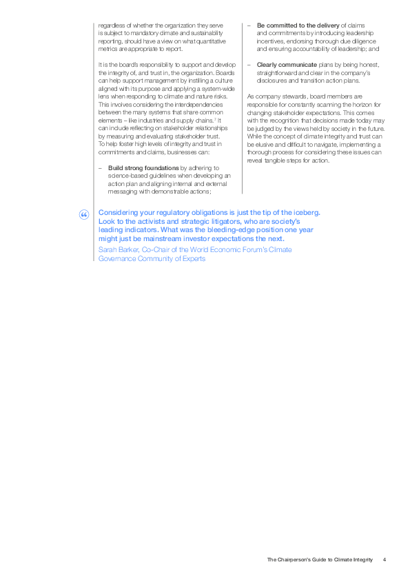 The Chairperson’s Guide to Climate Integrity Earning and Enhancing Trust through the Sustainability Transition