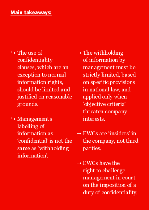 How to deal with confidential information, European Trade Union Institute