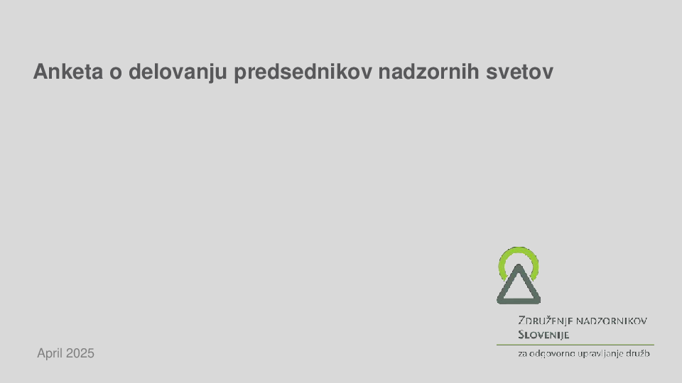 Anketa o delovanju predsednikov nadzornih svetov – predstavitev rezultatov