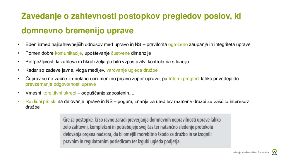 Kako ravnati, ko NS prejme prijavo glede škodljivih poslov, ki domnevno bremenijo upravo