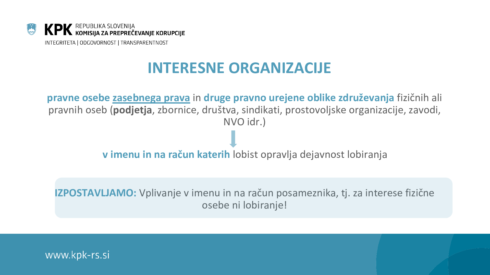 Lobiranje s strani članov NS - pojasnilo KPK