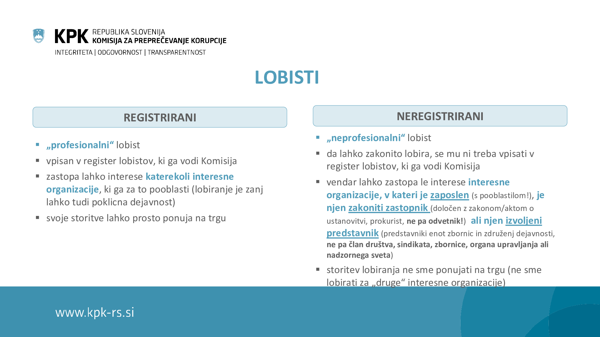 Lobiranje s strani članov NS - pojasnilo KPK