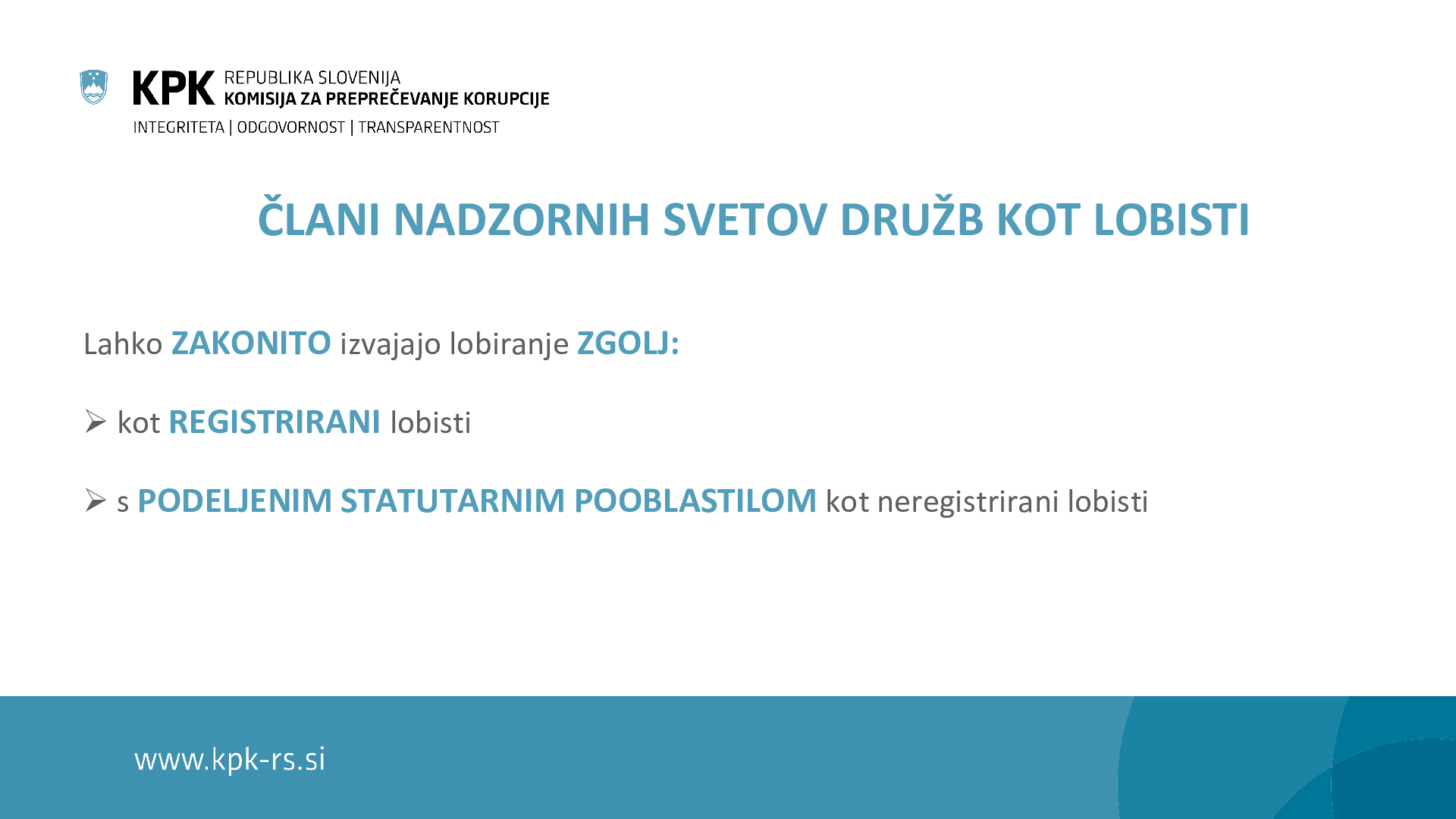 Lobiranje s strani članov NS - pojasnilo KPK