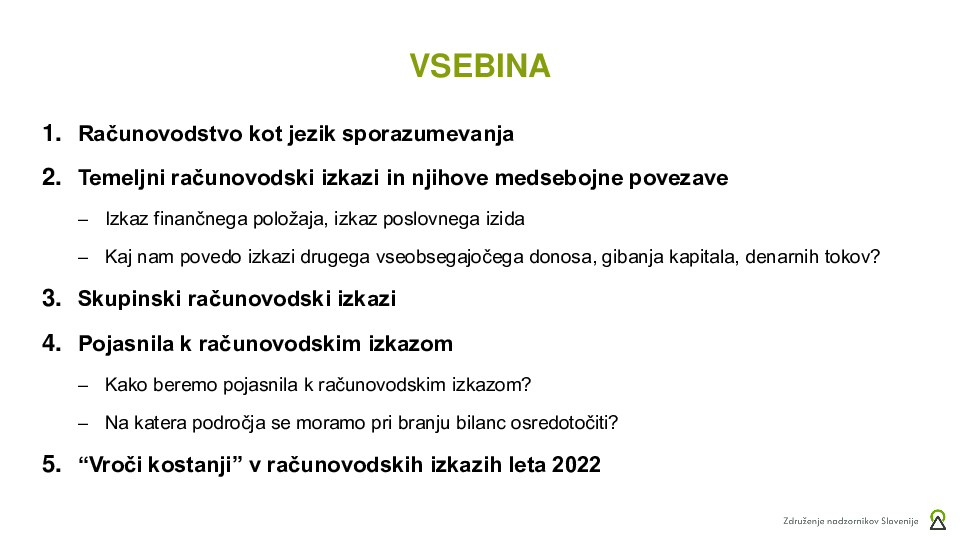 Nadzor nad finančnim poslovanjem družbe - branje bilanc za nadzornike