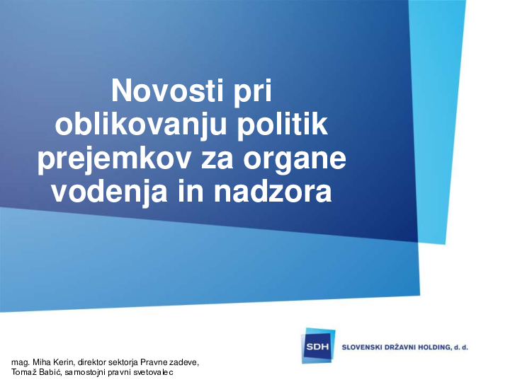 Novosti pri oblikovanju politik prejemkov za organe vodenja in nadzora v državnih družbah