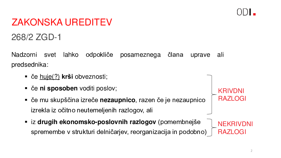 Korporacijsko-pravne pasti odpoklica uprave