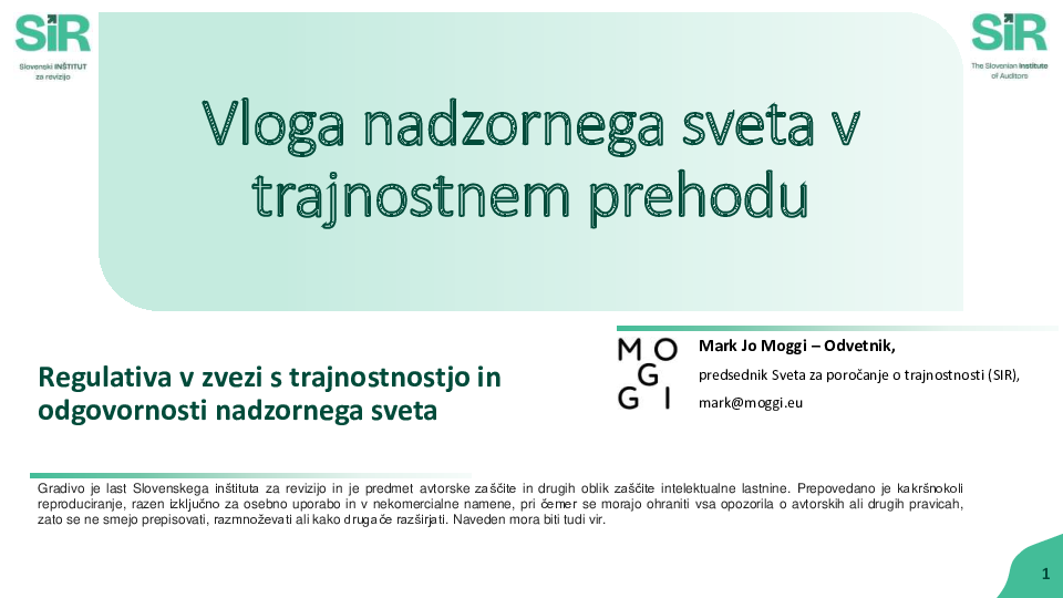 Vloga nadzornega sveta v trajnostnem prehodu
