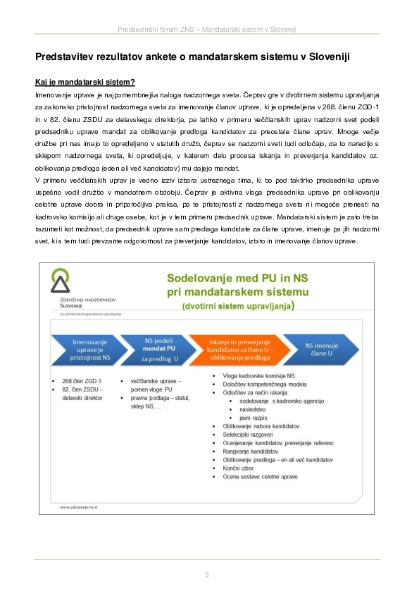 Mandatarski sistem - Poročilo Predsedniškega foruma ZNS