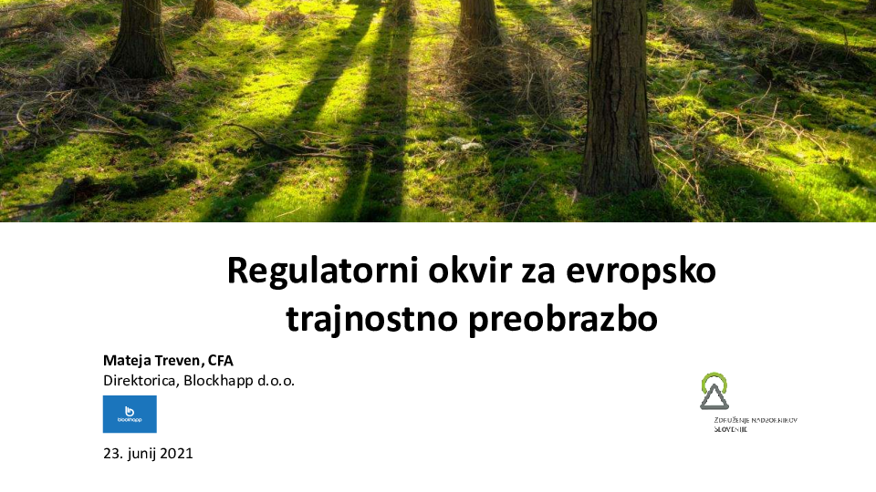 Regulatorni okvir za evropsko trajnostno preobrazbo