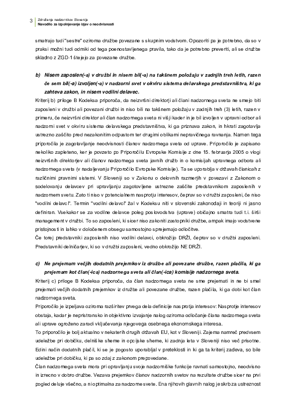 Izjava o neodvisnost člana NS - NAVODILO za izpolnjevanje