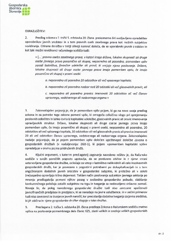 Predlogi in pripombe na 2. točko 5. odstavka 20. člena predloga Zakona o Računskem sodišču