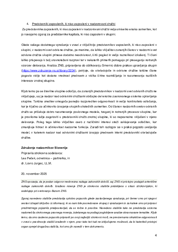 Odvisnost / neodvisnost članov nadzornega sveta in revizijske komisije
