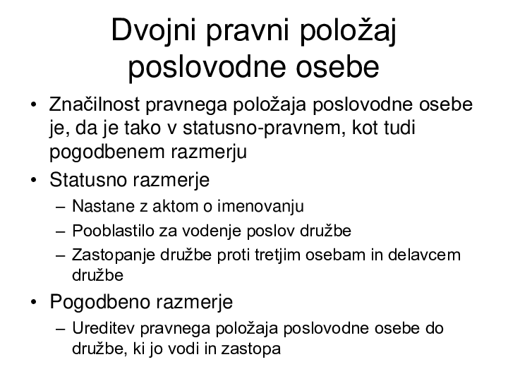 Pogodbena razmerja s predsednikom / članom uprave