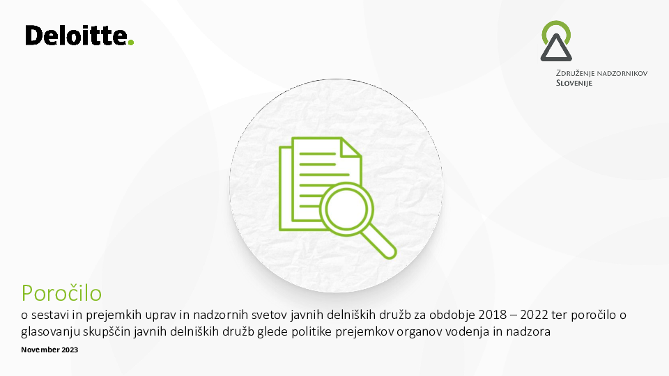 Poročilo o sestavi in prejemkih uprav in nadzornih svetov javnih delniških družb 2018 – 2022