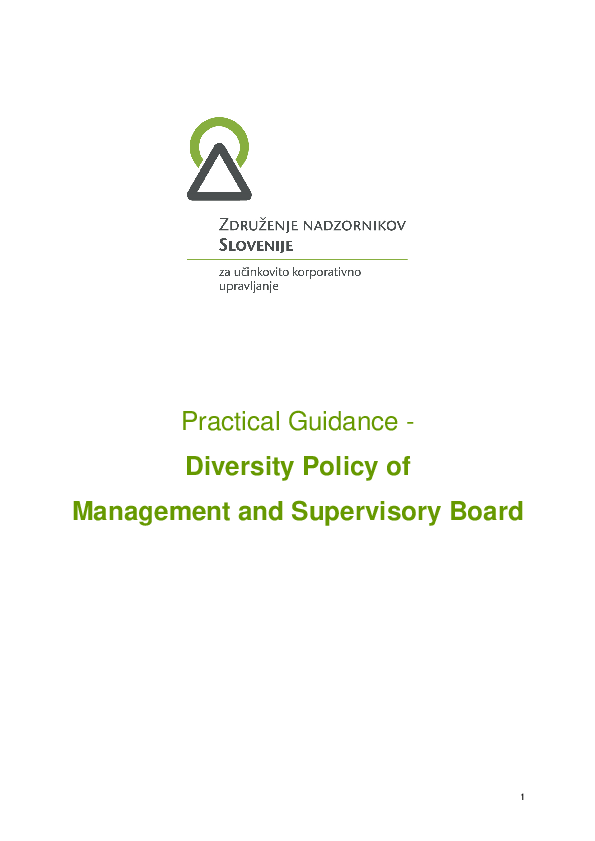 Practical Guidance - Diversity Policy of Management and Supervisory Board