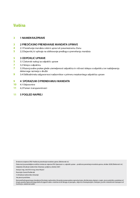 Strokovna razprava ZNS: Predčasno prenehanje mandata uprave
